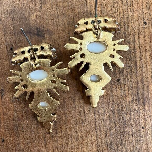 Banana Republic Majestic Jewels Drop Earrings Rhinestone Pearl - Picture 2 of 8